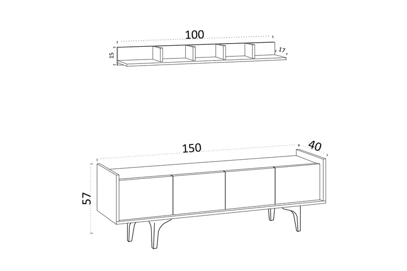 Desgrar Tv-möbelset 150x57 cm - Blå - Möbler - TV- & Mediamöbler - TV-möbelset