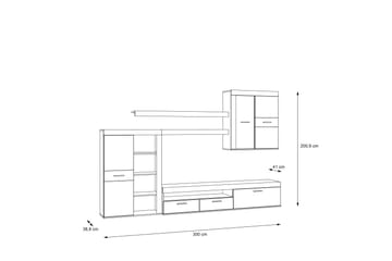 Dolnis Tv-möbelset 41x300 cm - Brun/Grå - Möbler - TV- & Mediamöbler - TV-möbelset