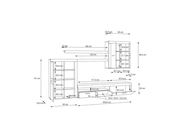 Dolnis Tv-möbelset 41x300 cm - Brun/Grå - Möbler - TV- & Mediamöbler - TV-möbelset