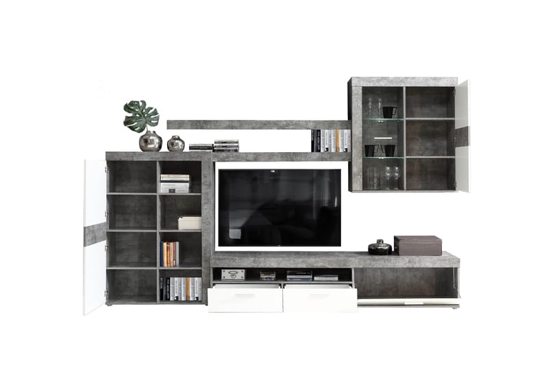 Dolnis Tv-möbelset 41x300 cm - Vit/Grå - Möbler - TV- & Mediamöbler - TV-möbelset