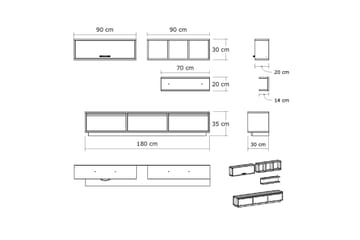 Elegancia Mediaförvaring 180 cm - Vit - Möbler - TV- & Mediamöbler - TV-möbelset