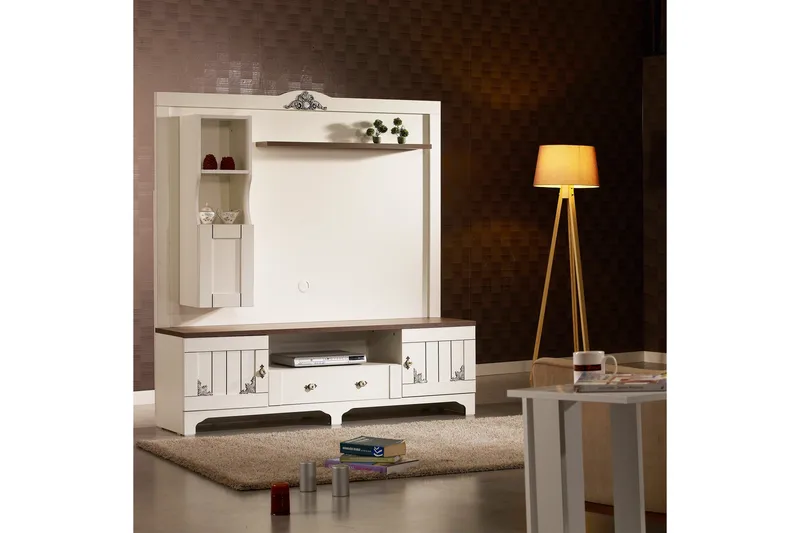 Gaszpar Mediaförvaring - Vit/Valnöt - Möbler - TV- & Mediamöbler - TV-möbelset
