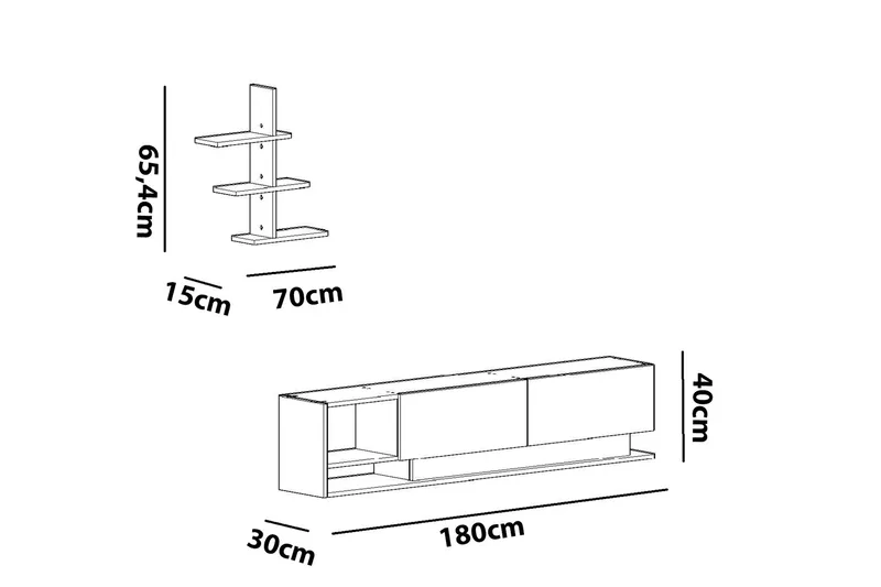Hejde TV-Möbelset 180 cm - Vit - Möbler - TV- & Mediamöbler - TV-möbelset
