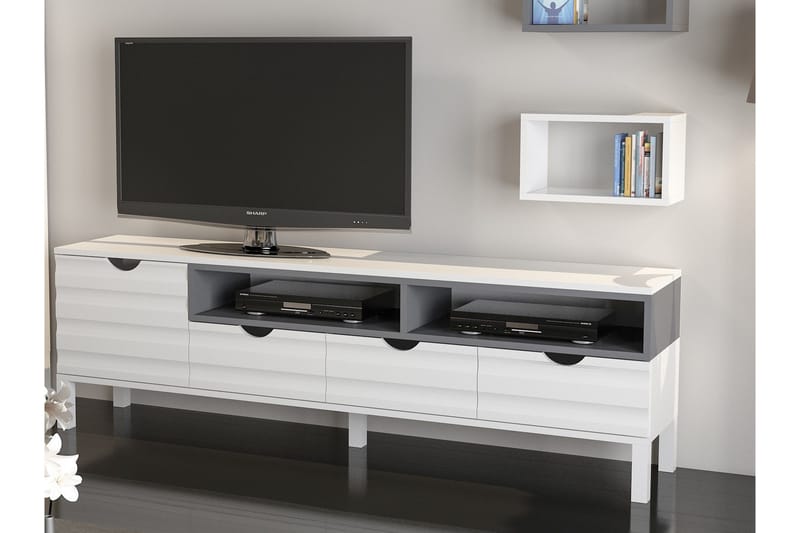 Hejde TV-Möbelset 180 cm - Vit/Grå - Möbler - TV- & Mediamöbler - TV-möbelset