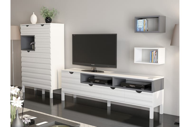 Hejde TV-Möbelset 180 cm - Vit/Grå - Möbler - TV- & Mediamöbler - TV-möbelset