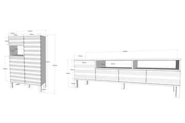 Hejde TV-Möbelset 180 cm - Vit/Grå - Möbler - TV- & Mediamöbler - TV-möbelset