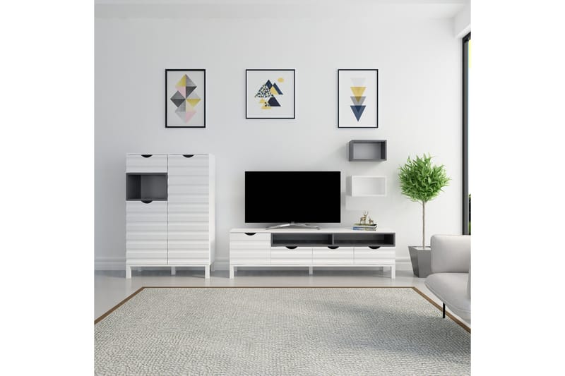 Hejde TV-Möbelset 180 cm - Vit/Grå - Möbler - TV- & Mediamöbler - TV-möbelset