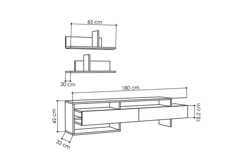 Homitis Tv-bänk med Vägghyllor - Trä - Möbler - TV- & Mediamöbler - TV-möbelset
