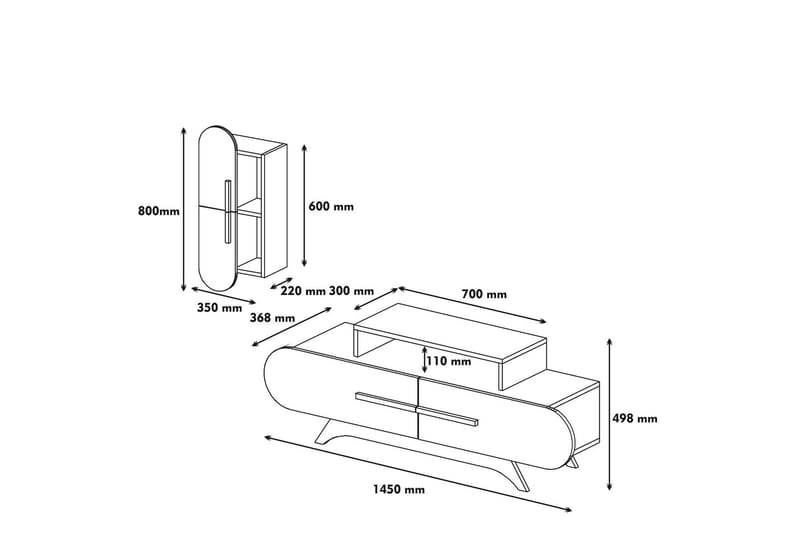Hovdane TV-Möbelset 145 cm - Brun - Möbler - TV- & Mediamöbler - TV-möbelset