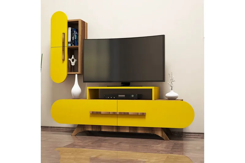 Hovdane TV-Möbelset 145 cm - Brun/Gul - Möbler - TV- & Mediamöbler - TV-möbelset