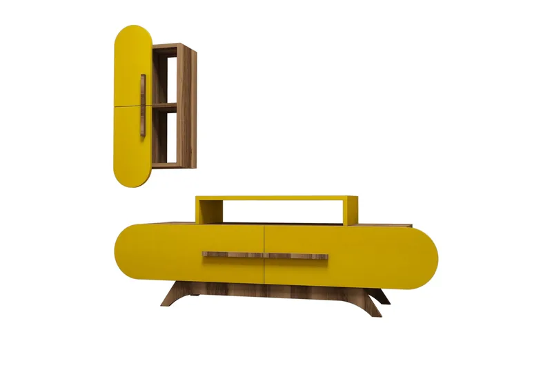 Hovdane TV-Möbelset 145 cm - Brun/Gul - Möbler - TV- & Mediamöbler - TV-möbelset