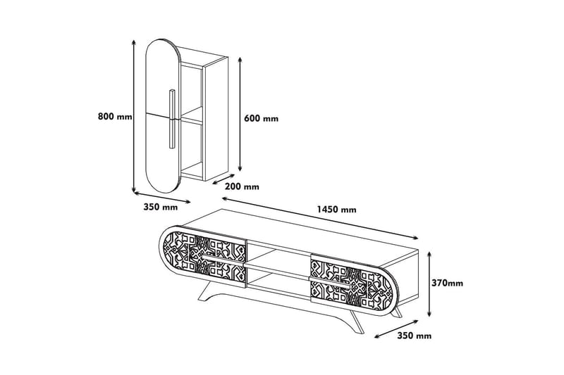 Hovdane TV-Möbelset 145 cm - Brun/Vit - Möbler - TV- & Mediamöbler - TV-möbelset