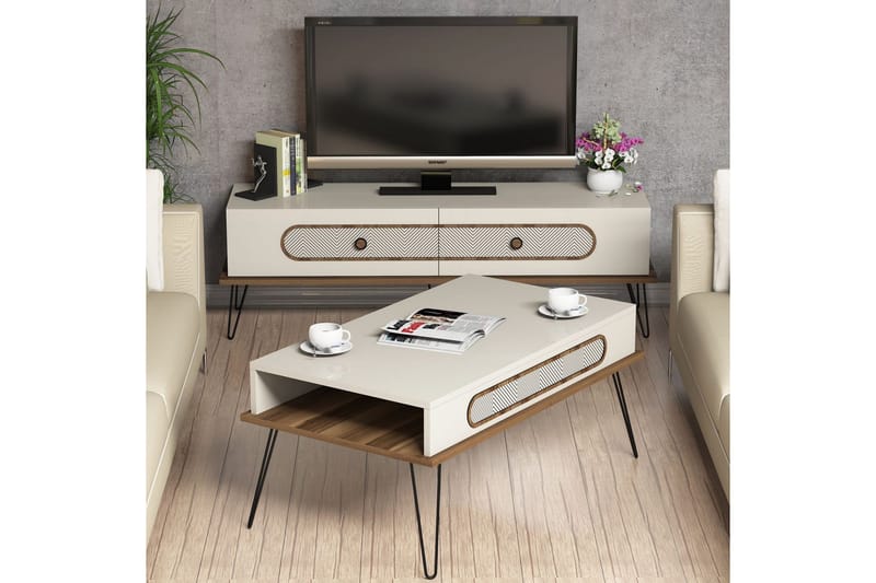Hovdane TV-Möbelset 145 cm, Brun/Vit
