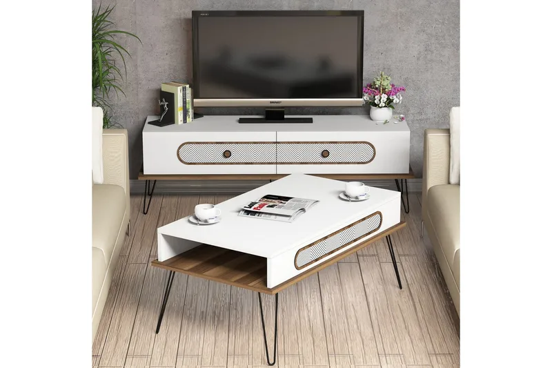 Hovdane TV-Möbelset 145 cm - Vit - Möbler - TV- & Mediamöbler - TV-möbelset