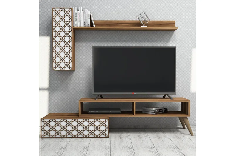 Hovdane TV-Möbelset 150 cm, Brun/Vit