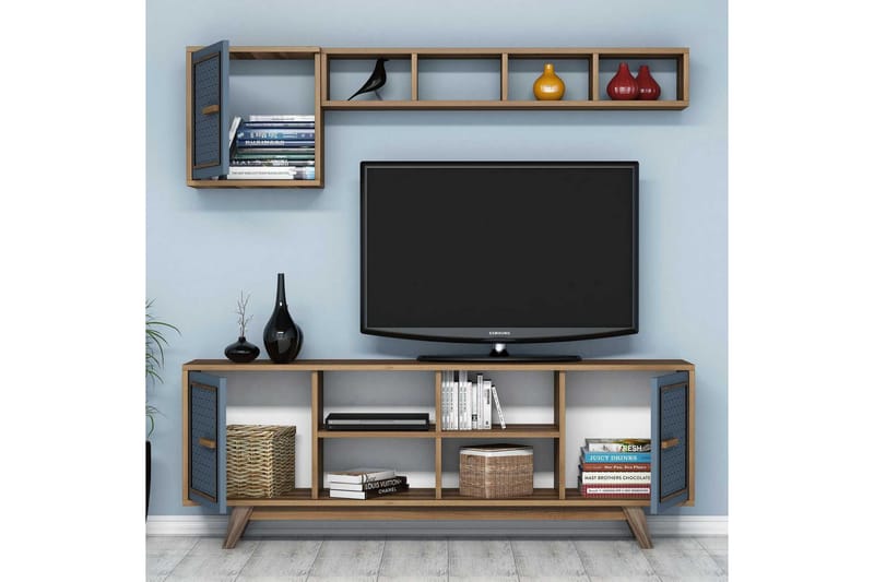 Hovdane TV-Möbelset 160 cm - Blå/Brun - Möbler - TV- & Mediamöbler - TV-möbelset