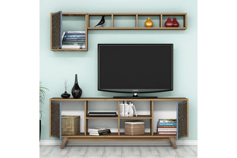 Hovdane TV-Möbelset 160 cm - Blå/Brun - Möbler - TV- & Mediamöbler - TV-möbelset