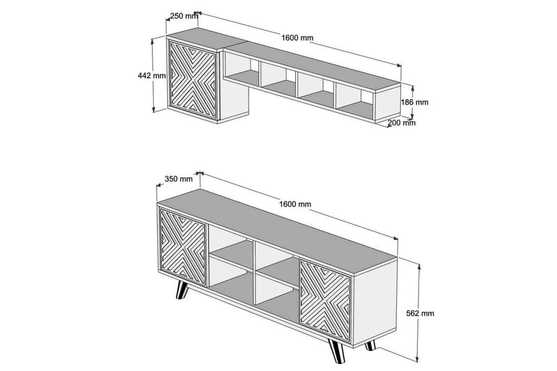 Hovdane TV-Möbelset 160 cm - Brun/Blå - Möbler - TV- & Mediamöbler - TV-möbelset