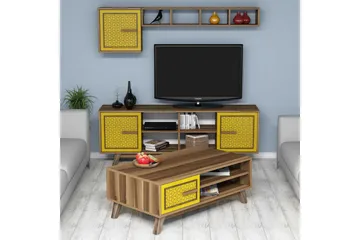 Hovdane TV-Möbelset 160 cm - Brun/Gul - Möbler - TV- & Mediamöbler - TV-möbelset