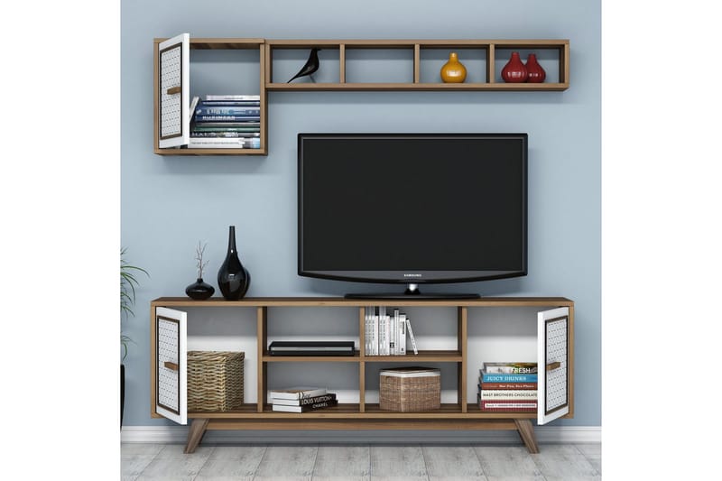 Hovdane TV-Möbelset 160 cm - Brun/Vit/Ek - Möbler - TV- & Mediamöbler - TV-möbelset