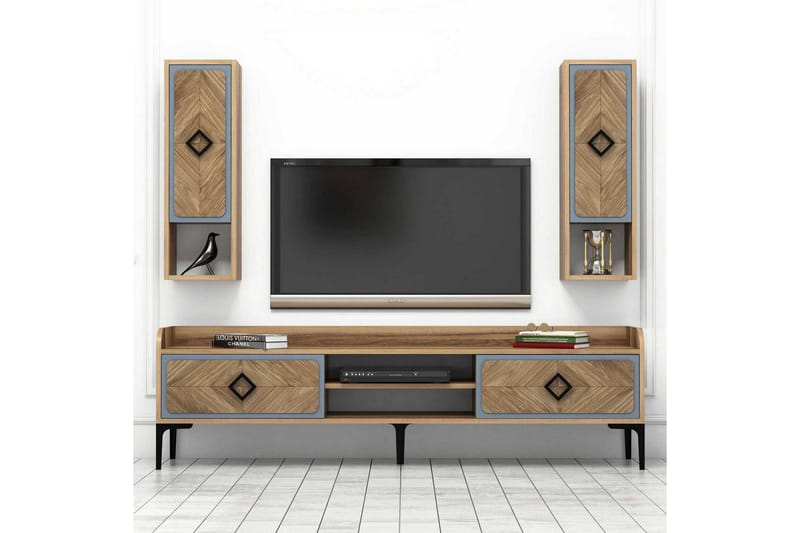 Hovdane TV-Möbelset 180 cm - Brun/Blå - Möbler - TV- & Mediamöbler - TV-möbelset