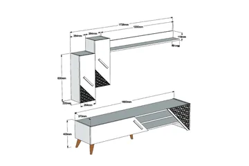 Hovdane TV-Möbelset 180 cm - Mörkbrun - Möbler - TV- & Mediamöbler - TV-möbelset