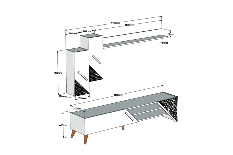 Hovdane TV-Möbelset 180 cm - Mörkbrun - Möbler - TV- & Mediamöbler - TV-möbelset