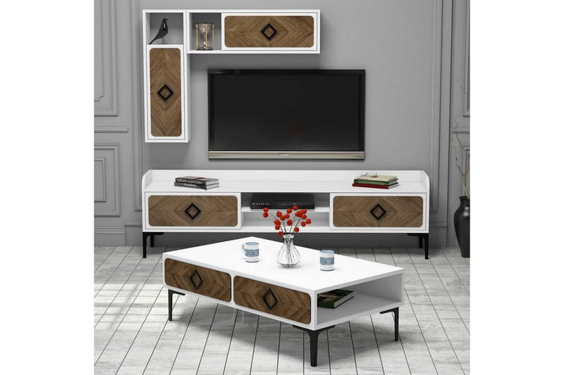 Hovdane TV-Möbelset 180 cm, Vit/Brun