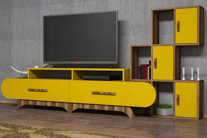 Hovdane TV-Möbelset 205 cm - Brun/Gul - Möbler - TV- & Mediamöbler - TV-möbelset