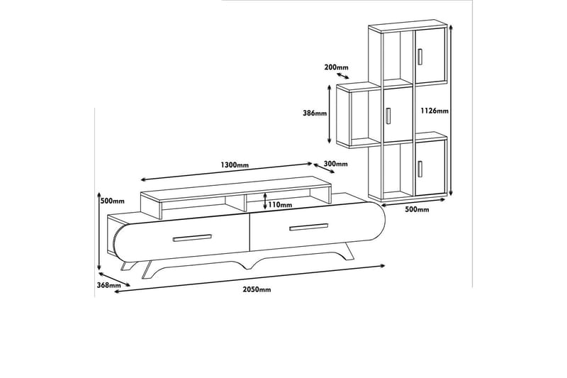 Hovdane TV-Möbelset 205 cm - Brun/Vit - Möbler - TV- & Mediamöbler - TV-möbelset