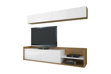 Kaletea Mediaförvaring - Vit/Teak - Möbler - TV- & Mediamöbler - TV-möbelset