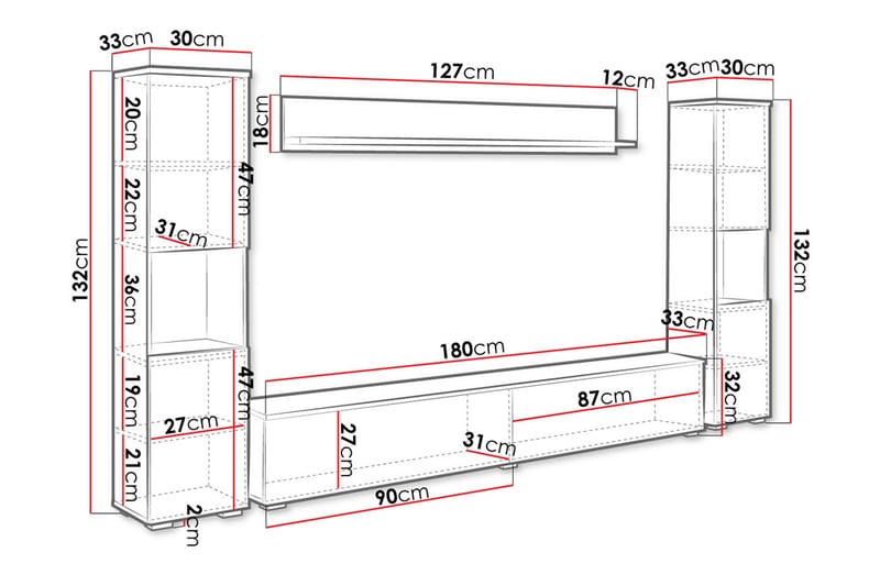 Kanehira Tv-möbelset - Natur/Vit - Möbler - TV- & Mediamöbler - TV-möbelset