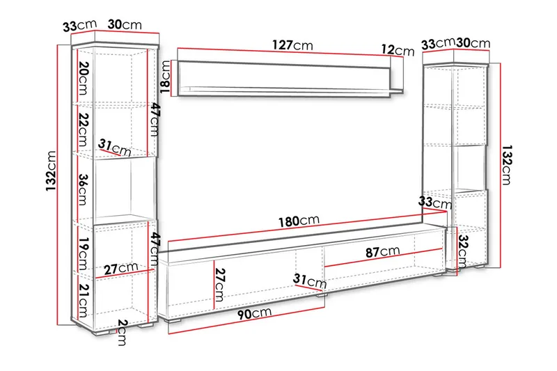 Kanehira Tv-möbelset - Vit - Möbler - TV- & Mediamöbler - TV-möbelset