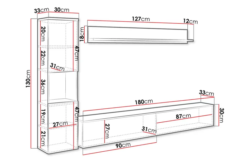 Kanehiro Tv-möbelset - Natur/Vit - Möbler - TV- & Mediamöbler - TV-möbelset
