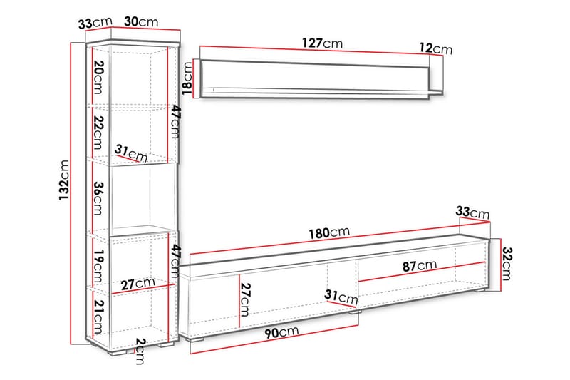 Kanehiro Tv-möbelset - Vit - Möbler - TV- & Mediamöbler - TV-möbelset