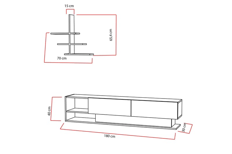 Lofita Tv-bänk - Vit/Teak - Möbler - TV- & Mediamöbler - TV-möbelset