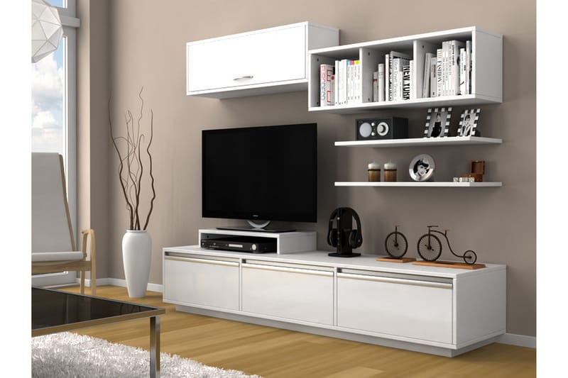 Mediaförvaring Lalenius 180 cm - Vit - Möbler - TV- & Mediamöbler - TV-möbelset