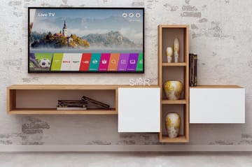 Mediaförvaring Naidaj - Trä|Vit - Möbler - TV- & Mediamöbler - TV-möbelset