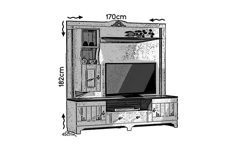 Mediaförvaring Sebrina - Vit|Valnöt - Möbler - TV- & Mediamöbler - TV-möbelset