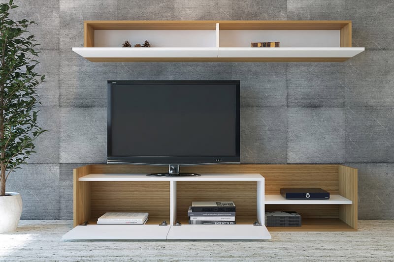 Mediaförvaring Vivianna - Vit|Teak - Möbler - TV- & Mediamöbler - TV-möbelset