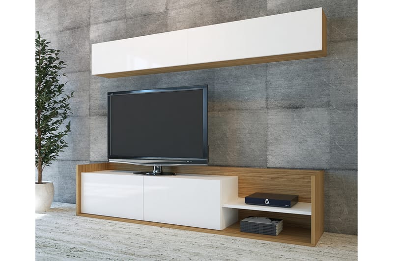 Mediaförvaring Vivianna - Vit|Teak - Möbler - TV- & Mediamöbler - TV-möbelset