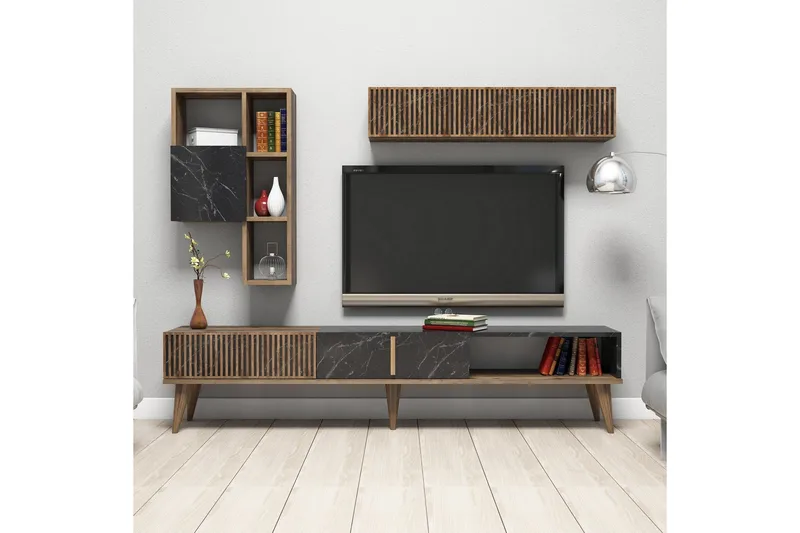 Millay TV-Möbelset 180 cm - Valnöt/Svart - Möbler - TV- & Mediamöbler - TV-möbelset