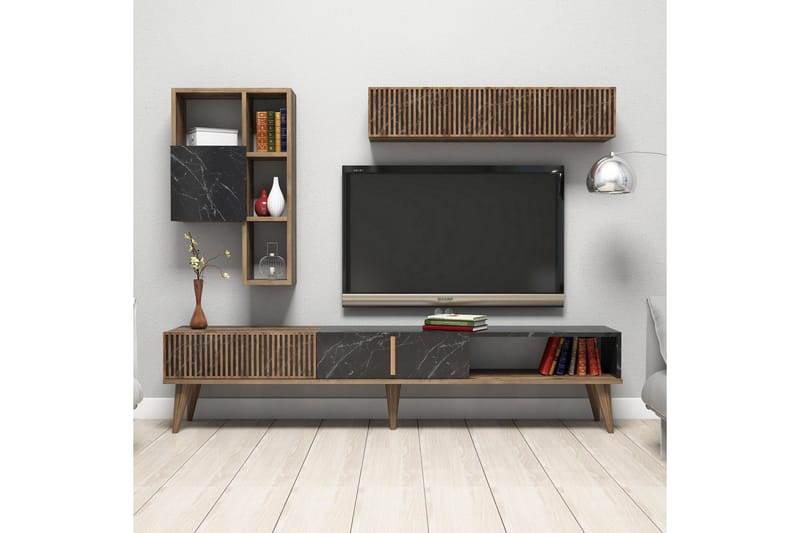 Millay TV-Möbelset 180 cm - Valnöt/Svart - Möbler - TV- & Mediamöbler - TV-möbelset