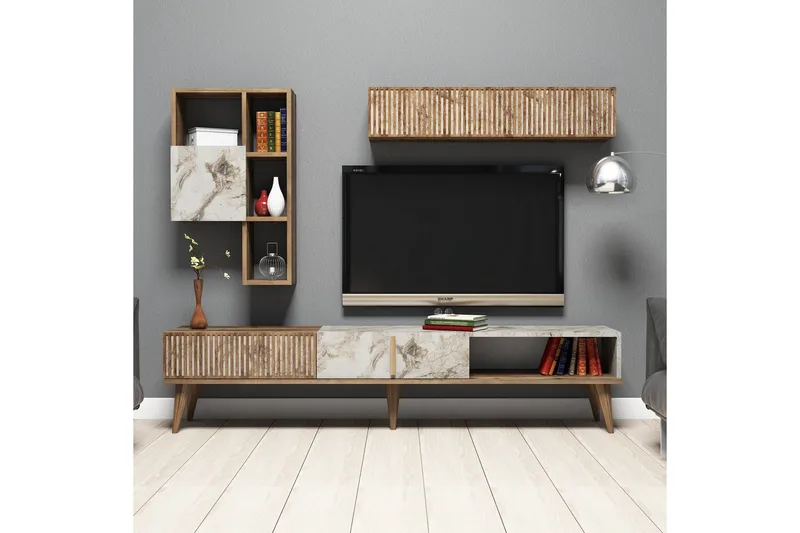 Millay TV-Möbelset 180 cm, Valnöt/Vit
