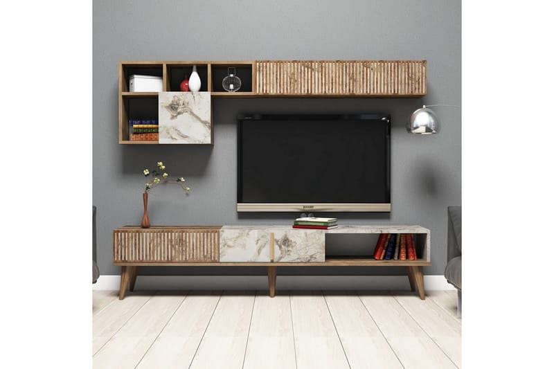 Millay TV-Möbelset 180 cm - Valnöt/Vit - Möbler - TV- & Mediamöbler - TV-möbelset