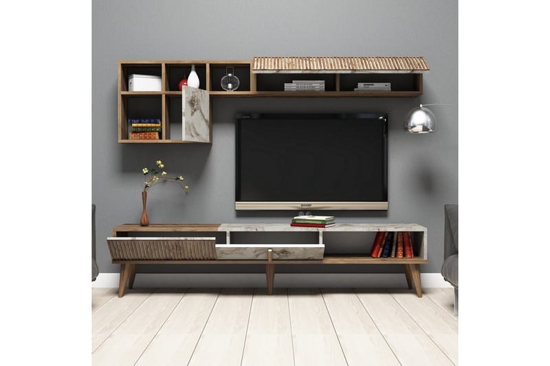 Millay TV-Möbelset 180 cm - Valnöt/Vit - Möbler - TV- & Mediamöbler - TV-möbelset