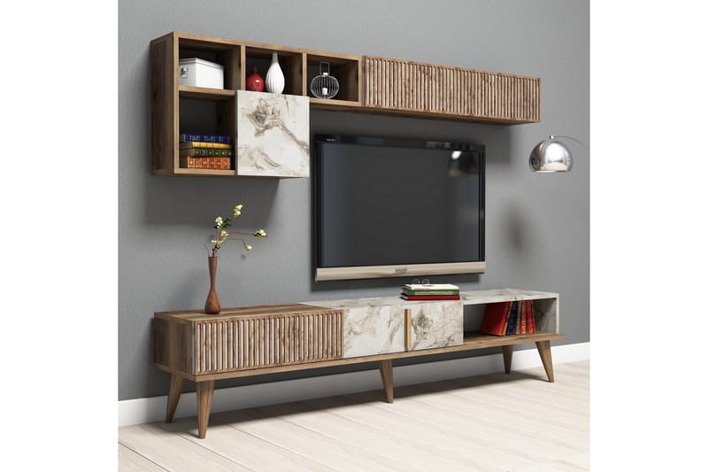 Millay TV-Möbelset 180 cm - Valnöt/Vit - Möbler - TV- & Mediamöbler - TV-möbelset