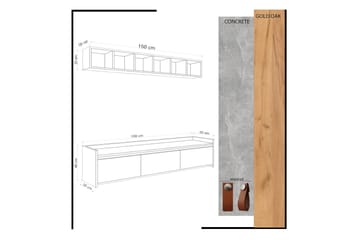 Mod Design Tv-bänk med Vägghylla - Grå/Trä - Möbler - TV- & Mediamöbler - TV-möbelset