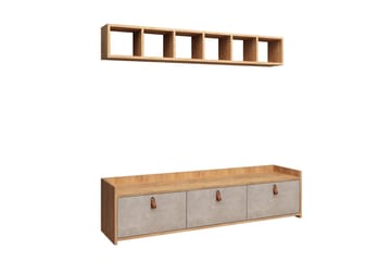 Mod Design Tv-bänk med Vägghylla - Grå/Trä - Möbler - TV- & Mediamöbler - TV-möbelset