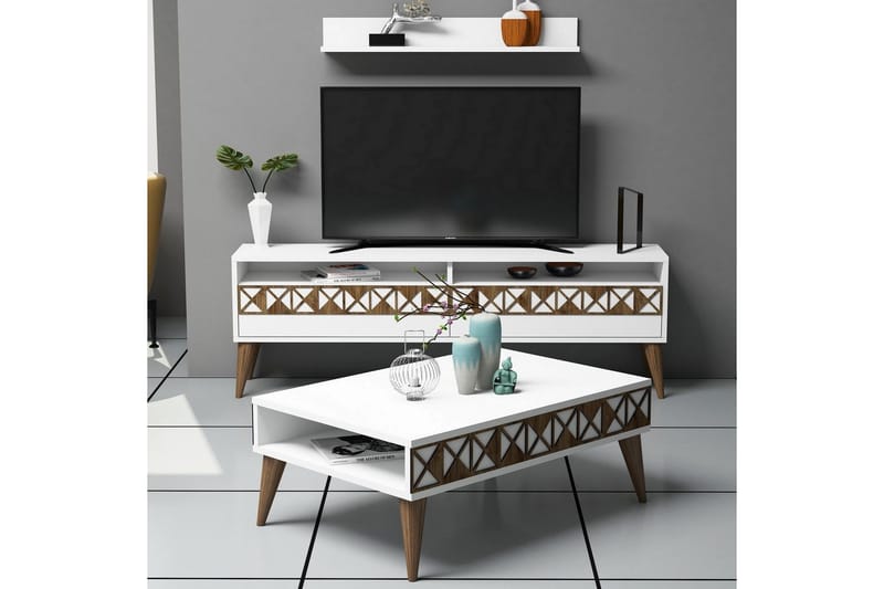Muennink Vardagsrumsset 150 cm - Vit - Möbler - TV- & Mediamöbler - TV-möbelset